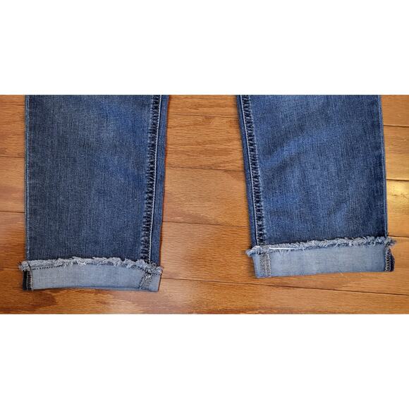 Lee Riders Ankle Jeans Women 18M Blue Relaxed Fit Stretch Frayed Cuffed - Picture 4 of 14